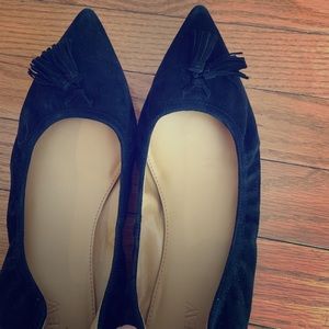 J Crew Suede Tassel Stretch Flats